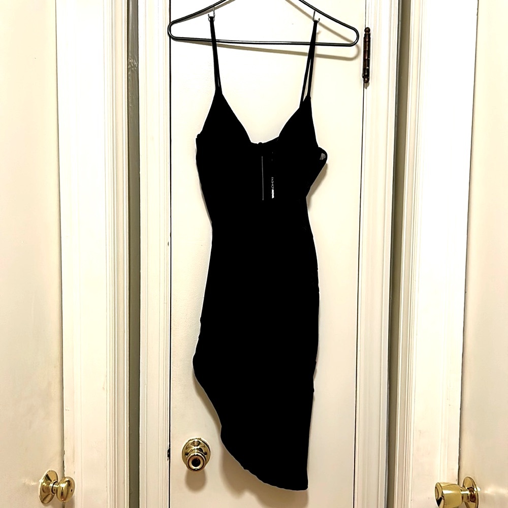 NWT Black Bodycon Fashion Nova Sheer Mesh Mini Dress Sz Large